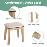 Modern Dressing Table with LED Mirror and Cushioned Stool-Black