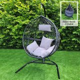 Hanging Rattan Egg Chair - Black