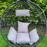 Hanging Rattan Egg Chairs x 2 - Black