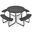 8-person 43" Round Picnic Table Set with Umbrella Hole-Black