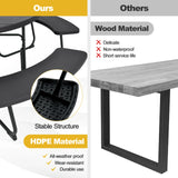 8-person 43" Round Picnic Table Set with Umbrella Hole-Black