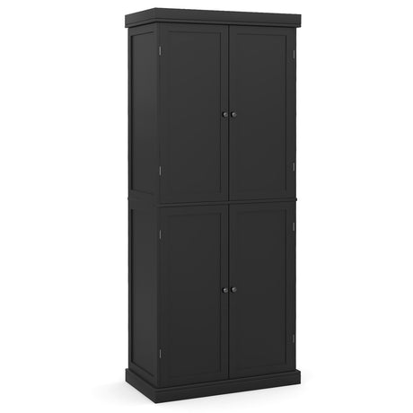 72.5 Tall Buffet Cabinet with 6-Tier Shelves and 4 Doors-Black