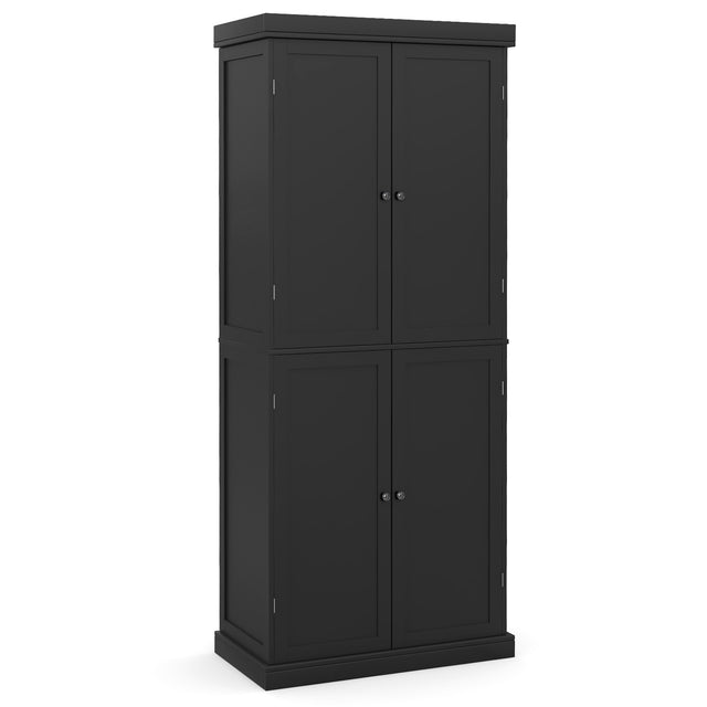 72.5 Tall Buffet Cabinet with 6-Tier Shelves and 4 Doors-Black