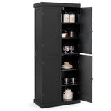 72.5 Tall Buffet Cabinet with 6-Tier Shelves and 4 Doors-Black
