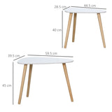 HOMCOM Nesting Coffee Table, Set of 2 Side Tables, Stacking End Tables with Solid Wood Legs, for Living Room Bedroom, White