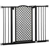 PawHut 74-105cm Pet Safety Gate Stair Barrier, with Auto Close, Double Locking - Black