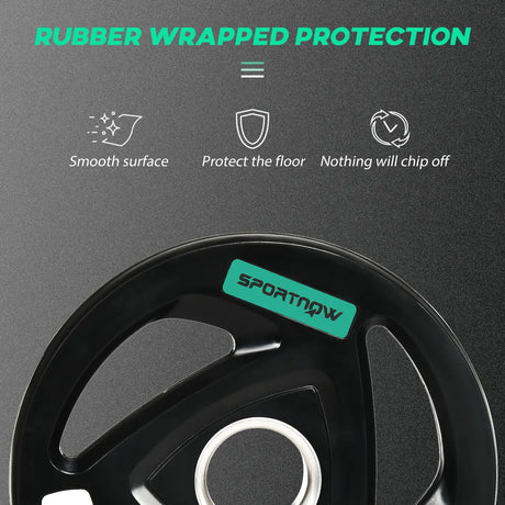 SPORTNOW Two 10kg Olympic Weight Plates, Tri-Grip Rubber-Coated Barbell Weights, with 5cm Holes, for Home, Gym, Office