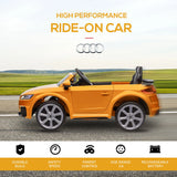 HOMCOM Kids Licensed Audi TT RS Ride-On Car 12V Battery w/ Remote Suspension Headlights and MP3 Player 3km/h Yellow