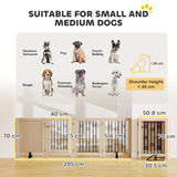 PawHut 4 Panel Freestanding Pet Gate, Indoor Dog Barrier with Lockable Door, Support Feet, 360 Flexible Hinges, Oak