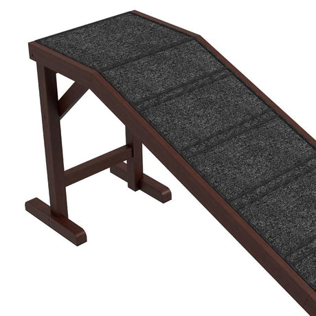 PawHut Pet Ramp for Dogs Cats  Non-Slip Carpet Top Platform - Brown & Grey