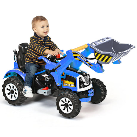 12V Battery Powered Kids Ride on Excavator with Horn and Safety Belt-Blue
