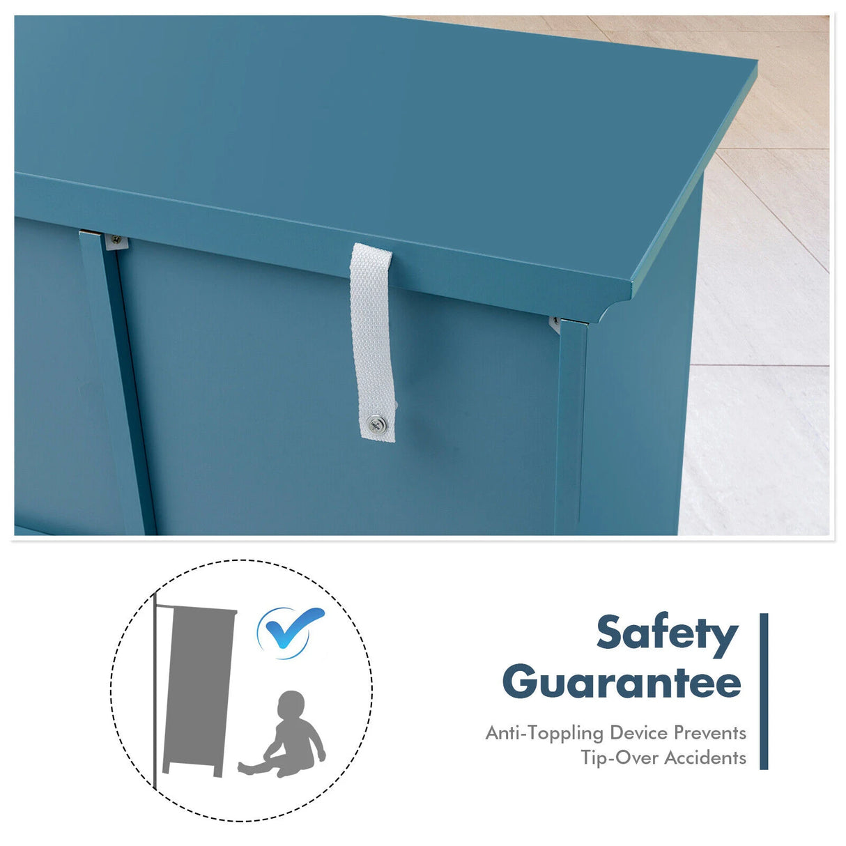 Kitchen Storage Cabinet with Clear Glass Doors for Dining Room/Kitchen/Entryway Blue