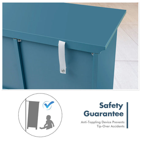 Kitchen Storage Cabinet with Clear Glass Doors for Dining Room/Kitchen/Entryway Blue