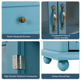 Kitchen Storage Cabinet with Clear Glass Doors for Dining Room/Kitchen/Entryway Blue