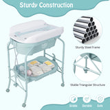 2-in-1 Baby Change Table with Bathtub and Folding Changing Station-Blue
