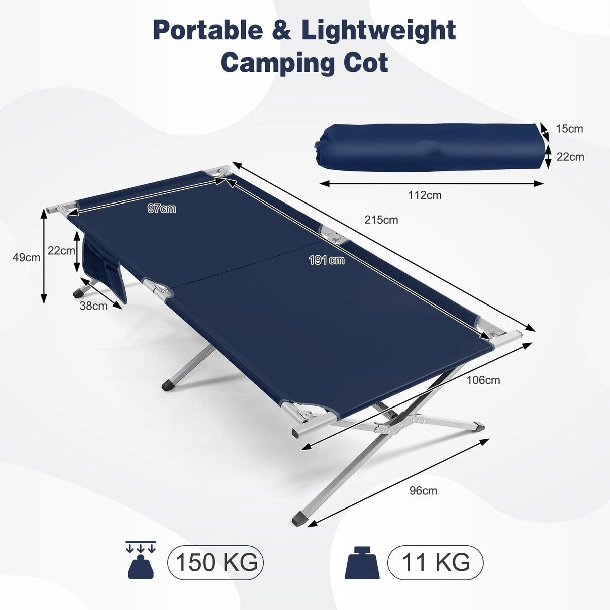 Foldable Camping Cot with Carry Bag for Camping, Office