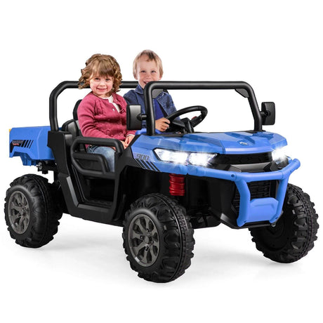 12V Electric Kids Ride-On 2-Seater Dump Truck-Blue
