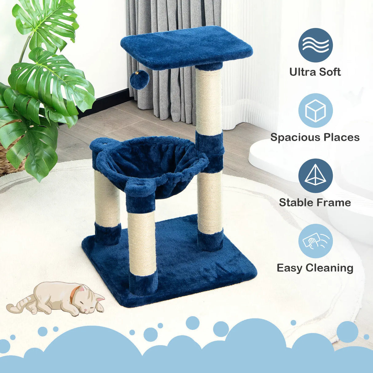 Multi-level Cat Tree with Cosy Hammock for Cats