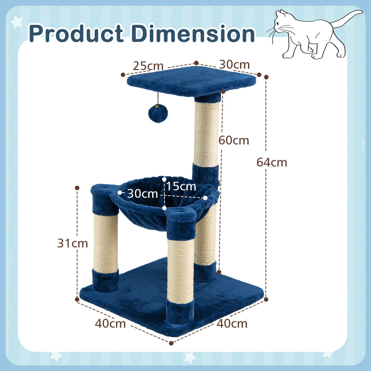 Multi-level Cat Tree with Cosy Hammock for Cats
