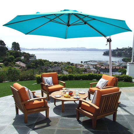 Round Cantilever Umbrella with Heavy-Duty Aluminum Pole for Garden-Navy