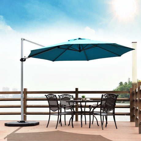 Round Cantilever Umbrella with Heavy-Duty Aluminum Pole for Garden-Navy