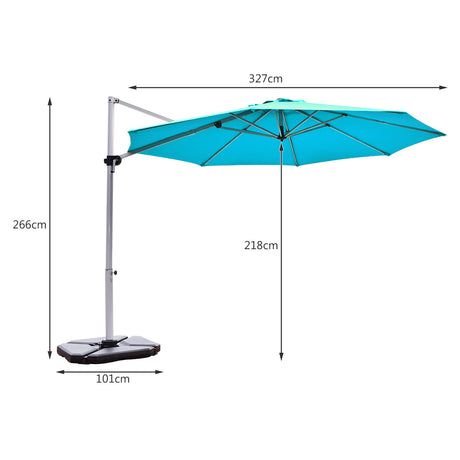 Round Cantilever Umbrella with Heavy-Duty Aluminum Pole for Garden-Navy