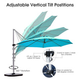 Round Cantilever Umbrella with Heavy-Duty Aluminum Pole for Garden-Navy