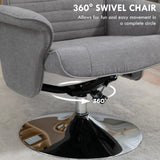HOMCOM Swivel Recliner Chair with Footstool, Velvet Recliner Armchair with Ottoman, Steel Base, Upholstered Reclining Chair for Living Room, Bedroom, Office, Grey