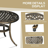 Outsunny Outdoor Garden Table, Cast Aluminium Patio End Table with Anti-slip Foot Pads for Garden, Patio, Balcony, 60 x 52.5cm, Bronze