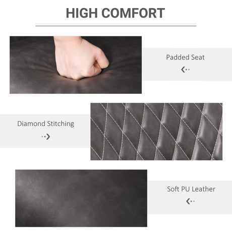 HOMCOM Retro Dining Chair Set of 4, PU Leather Upholstered Side Chairs for Kitchen Living Room with Metal Legs, Grey