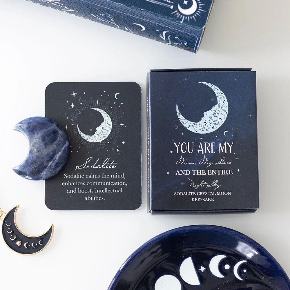 Sodalite Crystal Moon Keepsake Stone in a Box