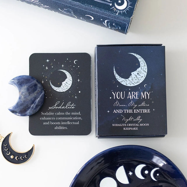 Sodalite Crystal Moon Keepsake Stone in a Box
