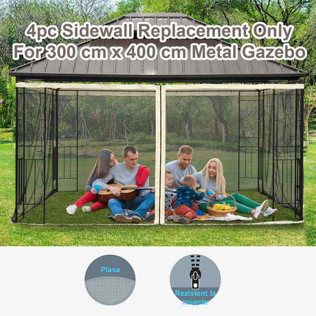 Outsunny 302 x 207cm Universal Replacement Mesh Sidewall Netting for Patio Gazebos and Canopy Tents, (Sidewall Only) Beige