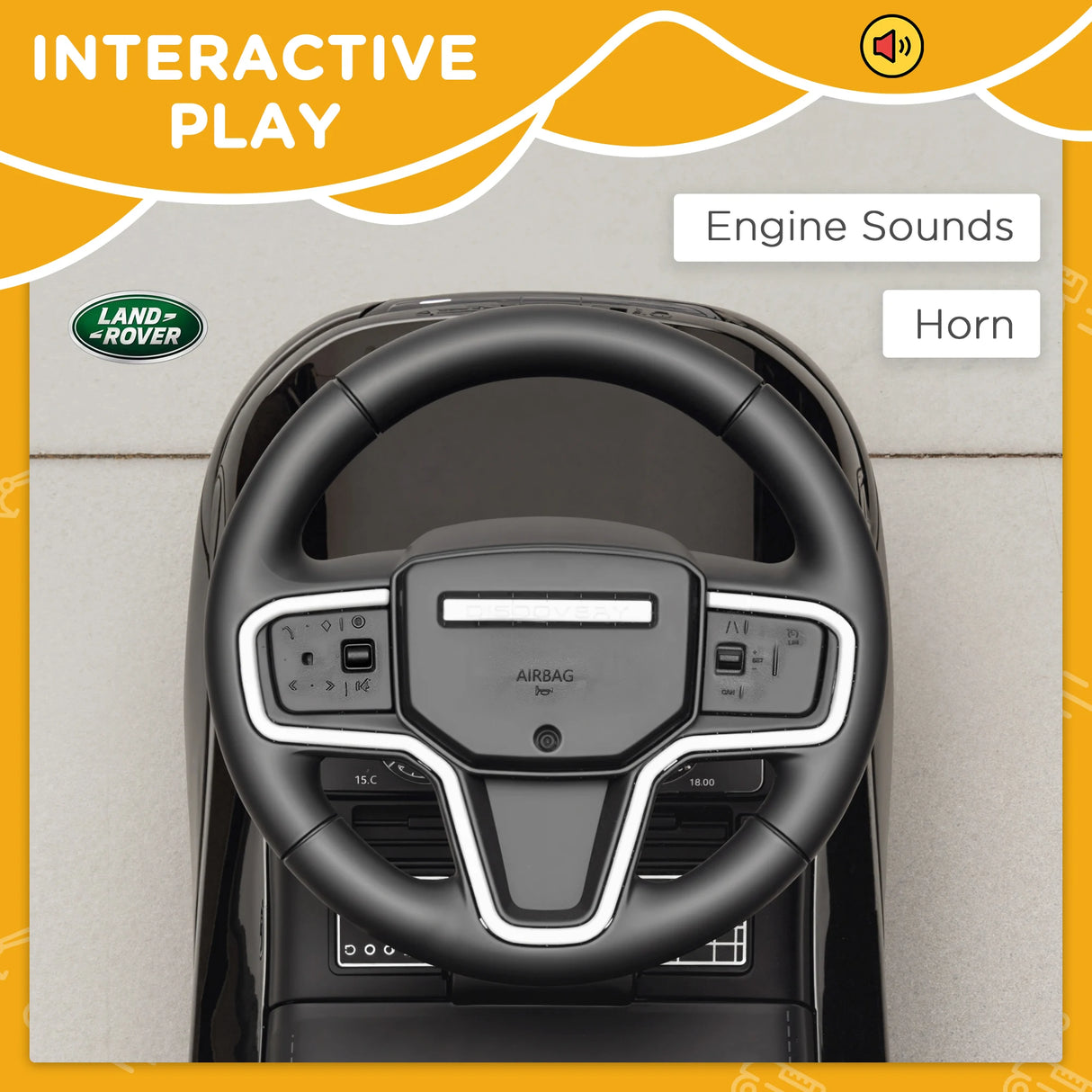 AIYAPLAY Land Rover Licensed Toddler Ride on Car with Horn, Engine Sounds, Under-Seat Storage, for 18-36 Months, Black