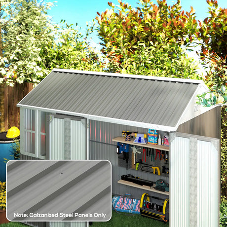 Outsunny Set of 12 Corrugated Steel Roof Sheet Panels - Light Grey