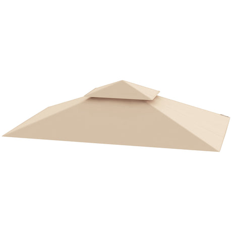 Outsunny Grill Gazebo Replacement Canopy Roof for 1.5 x 2.4m Frame, UPF50+ Protection, Double Tiered 5' x 8' Outdoor BBQ Gazebo Cover Replacement, TOP COVER ONLY, Beige
