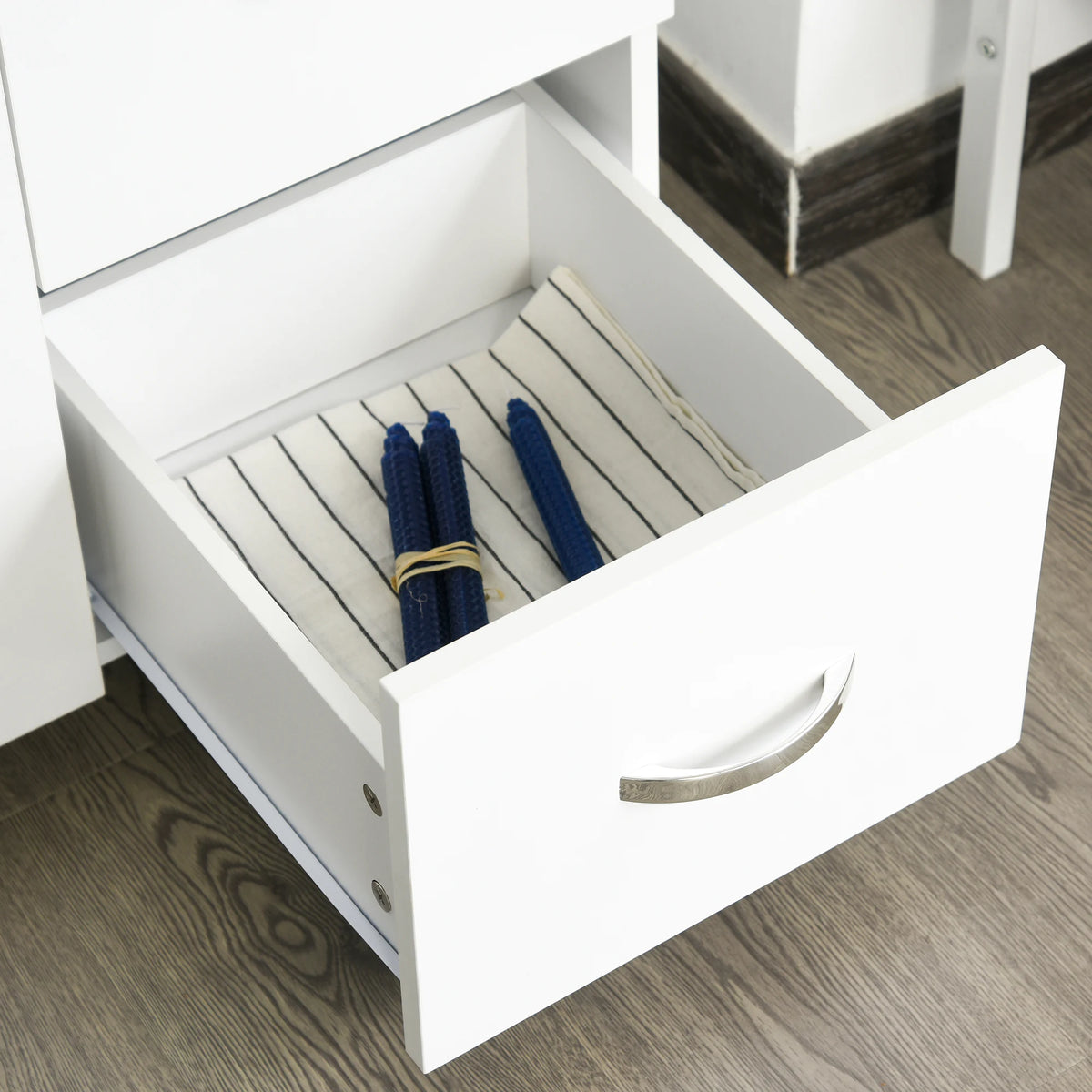 HOMCOM Kitchen Cupboard, 183cm Tall Storage Cabinet with Countertop, Sideboard with 3 Small Drawers, Flip Up Top Door, 3 Cabinet Doors and Open Shelves, 100W x 39.5D x 183.5H cm, White