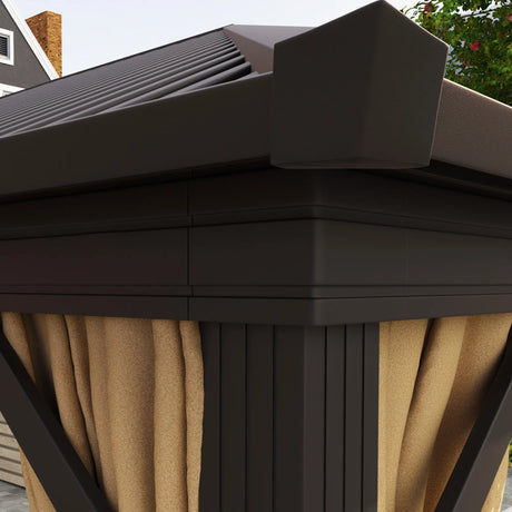 Outsunny 3.6 x 3 m Aluminium Hardtop Gazebo, with Accessories - Brown