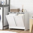 kleankin Double Hamper Laundry Storage Cabinet - White