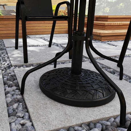 Outsunny 12kg Garden Parasol Base, Round Resin Garden Umbrella Base, Heavy Duty Parasol Stand for 38mm or 48mm Outdoor Umbrella Poles, Black