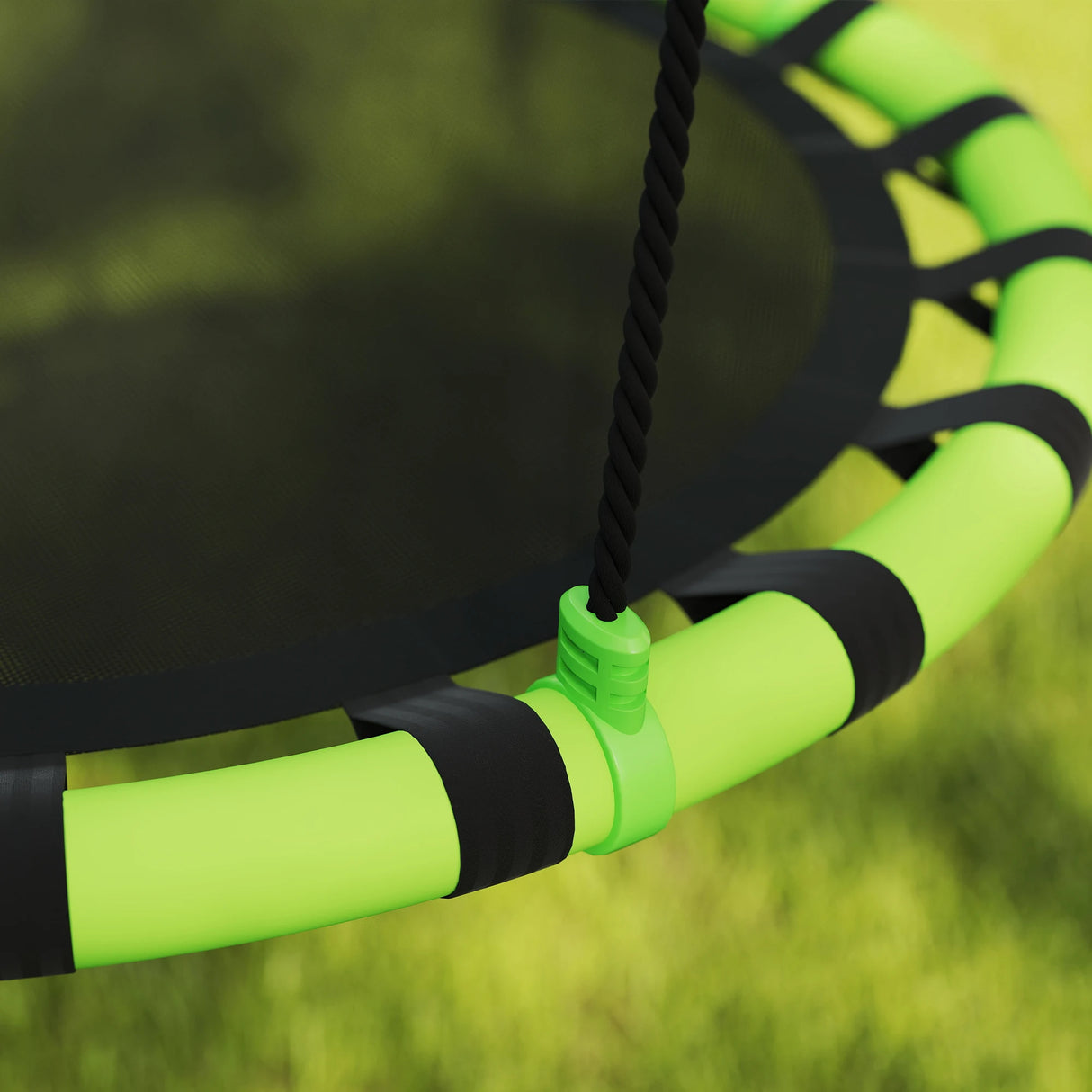 AIYAPLAY 100cm Diameter Kid Nest Swing Seat with Height Adjustable Ropes for Outdoor, Indoor, Black/Green