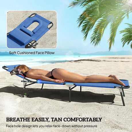 Outsunny Reading Hole Sun Lounger - Blue
