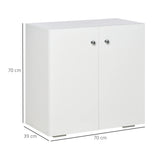 HOMCOM Storage Cabinet w/ Two Shelves Wooden Sideboard Freestanding Kitchen Cupboard Bookcase - White