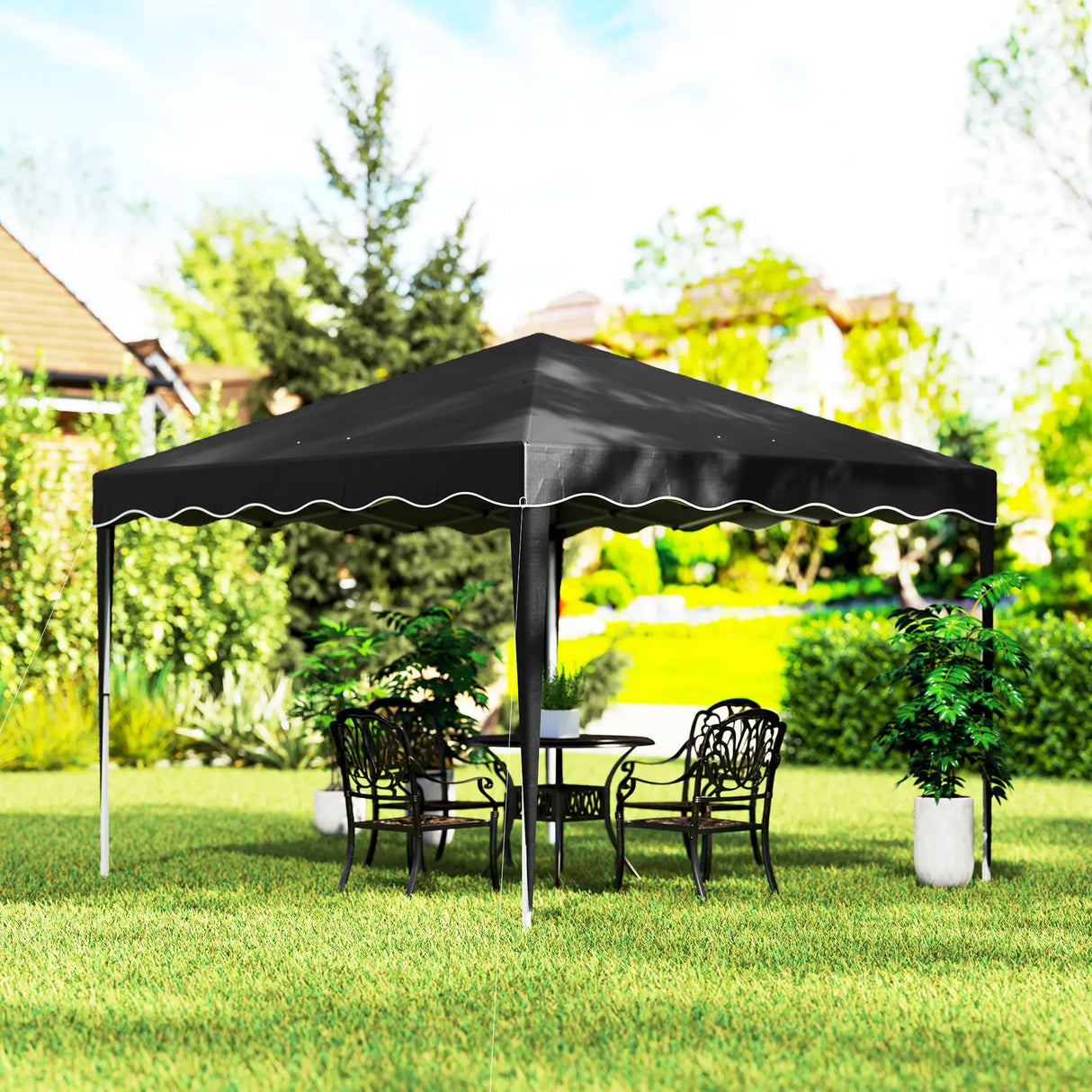Outsunny 3 x 3cm Adjustable Height Pop-Up Gazebo, with Bag - Black