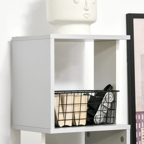 HOMCOM Modern 5-Tier Bookshelf, Freestanding Bookcase Storage Shelving for Living Room Home Office Study, White and Light Grey