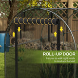 Outsunny 360 x 120cm Galvanised Steel Fruit Cage, Plant Protection Tent with Zipped Door, Black