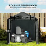 Outsunny 2.2 x 1.6 m Garden Storage Tent, Waterproof Anti-UV Bike Tent with Roll-up Zipper Door, Galvanised Outdoor Storage Shelter Carport for Bike, Motorbike, Garden Tools, Black