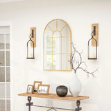 HOMCOM Modern Arched Wall Mirror, 91 x 60 cm Window Mirrors for Living Room, Bedroom, Gold Tone