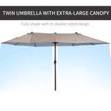 Outsunny 4.6m Double-Sided Patio Parasol Sun Umbrella-Tan