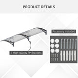 Outsunny Front Door Canopy Outdoor Awning Aluminium Rigid Plastic Polycarbonate Rain Shelter UV Water Rain Resistant 196 x 75cm Clear